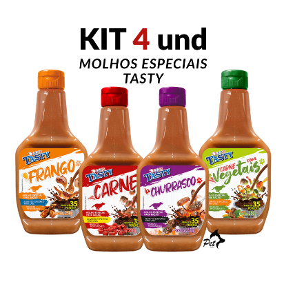 Kit 4 Unidades de Molho Especial Para Ração Tasty Para Pet Cachorro E Gatos 250g Ipet Vários Sabores