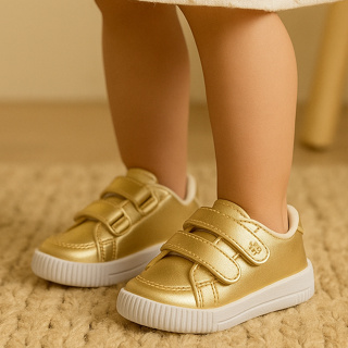 Tênis Infantil Menina Escolar Feminino Confortável Colegial Solado Antiderrapante Dourado Brilho em Oferta na Shopee