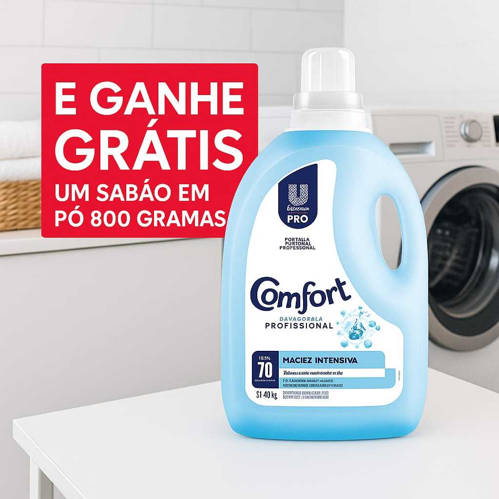 Amaciante de Roupas Comfort 5l Profissional + Brinde Sabão em Pó 800g