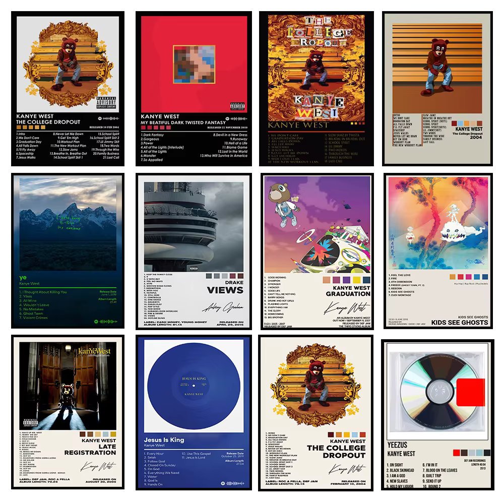 Quadro Decorativo Kanye West Poster Rap Hip Hop em MDF