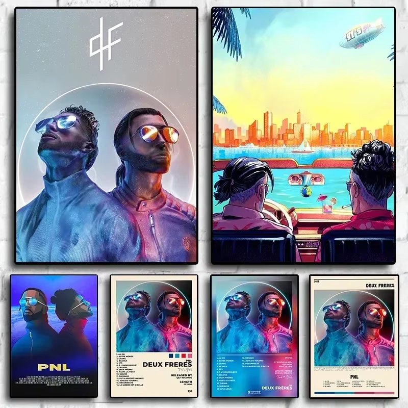 Quadro Decorativo PNL Dupla de Rap Música Poster Capa de Álbum Arte para Sala e Quarto