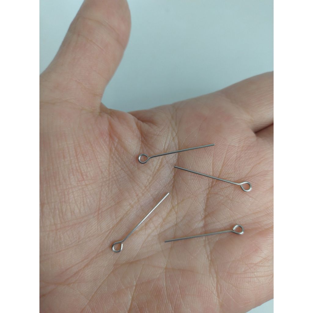 200 Alfinetes Contra Pino em Aço Inox 25mm Montagem de Bijuterias e Artesanatos