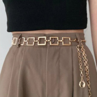 Cinto Metal Quadrada Corrente Dourada e Prata Moda Casual e Festa HL-41