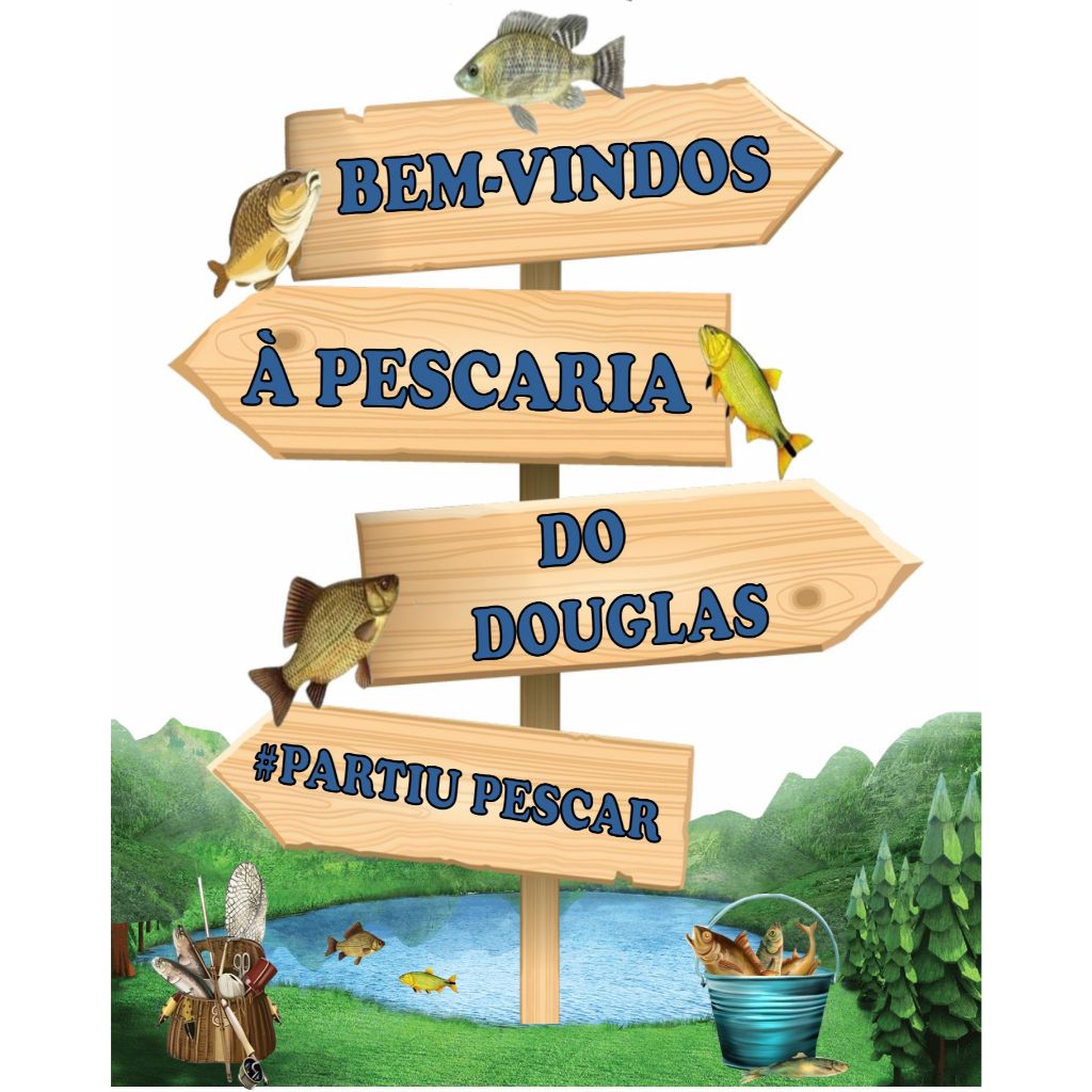 Display de Chão Mdf Decoração - Festa - Placa Seta - Pescaria - Pesca (1 Peça - Vários Tamanhos)