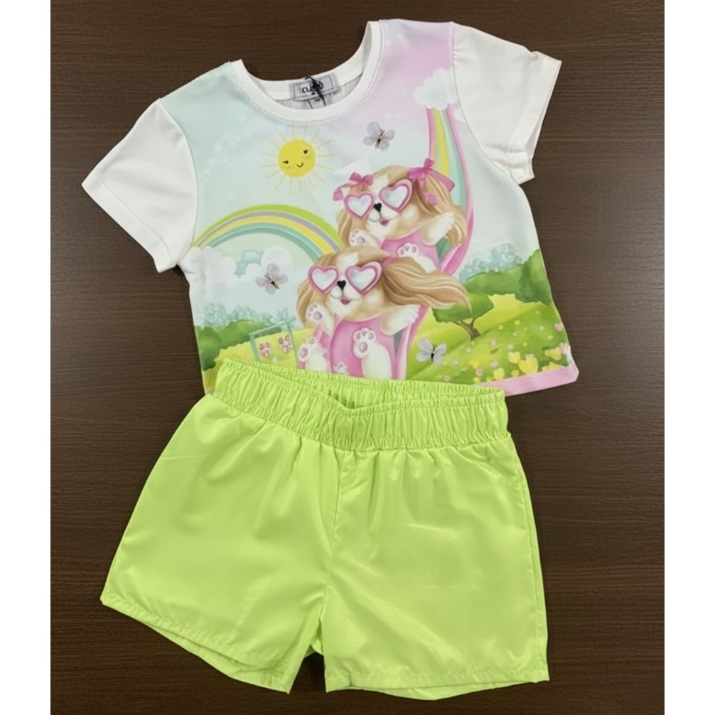 Conjunto Infantil Menina Blusa Boxy e Shorts Kukiê Promoção