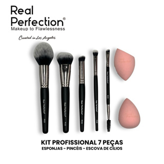 Kit 7 Peças Profissional de Maquiagem – Real Perfection Pincéis, Esponjas e Escova de Cílios em Oferta na Shopee
