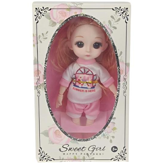 Boneca Sweet Girl 18cm com Roupa Casual Rosa - Toys Import J24327 em Oferta na Shopee