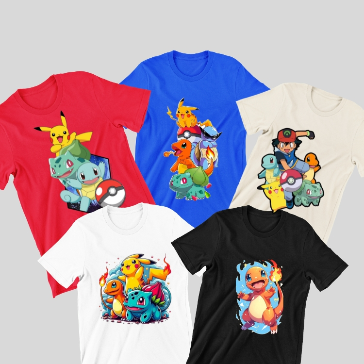 kit camiseta infantil KIT 5 CAMISETAS INFANTIS POKEMON camiseta menino camiseta 100% algodão