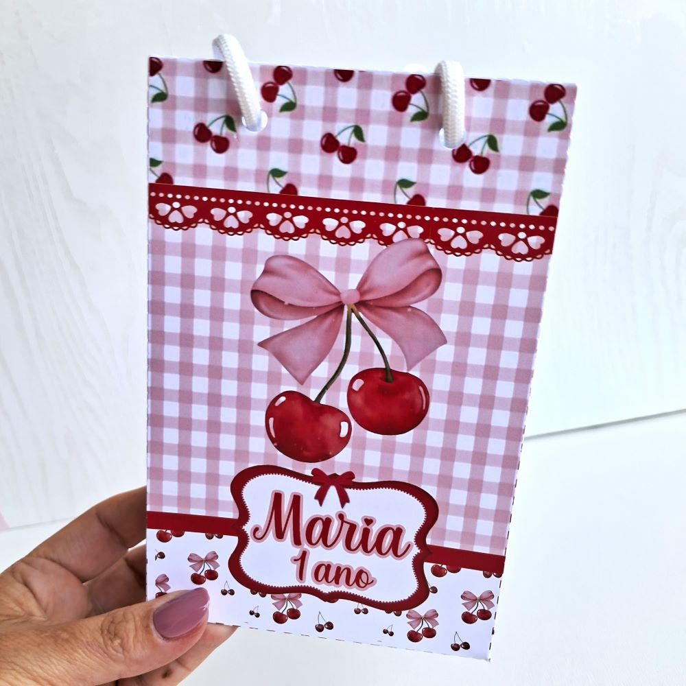 Sacolinha P Personalizados Cereja | Lembrancinha de Festa | Aniversário