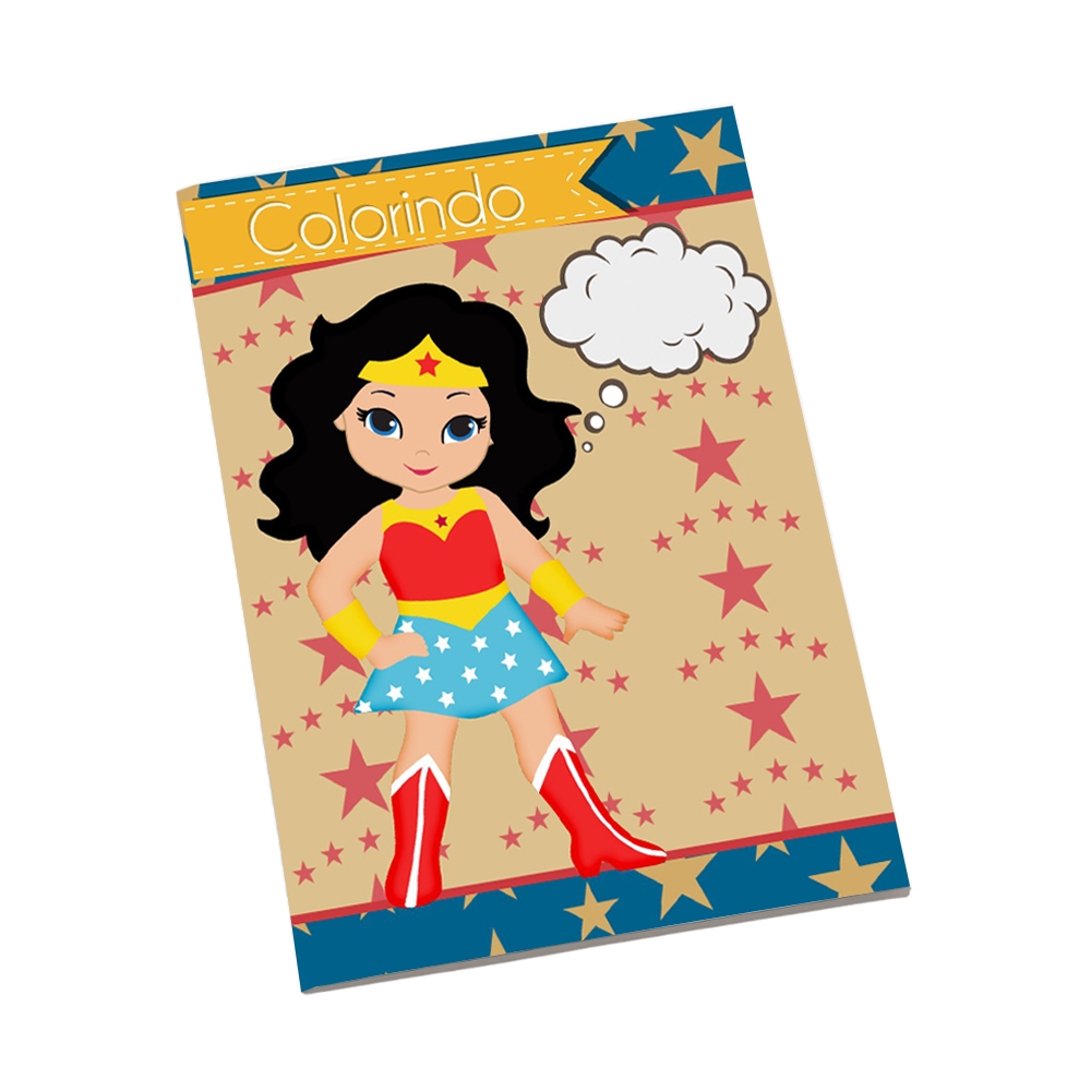 Revistinha para Colorir Tema mulher maravilha - Lembrancinha de Festa Infantil