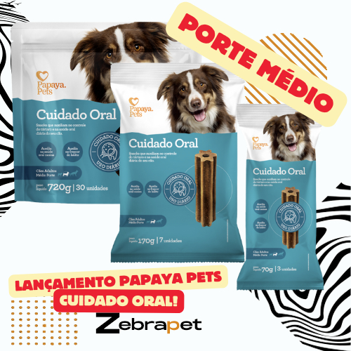 Papaya Pets Cuidado Oral - Médio Porte - Petisco Dental p/ Cães