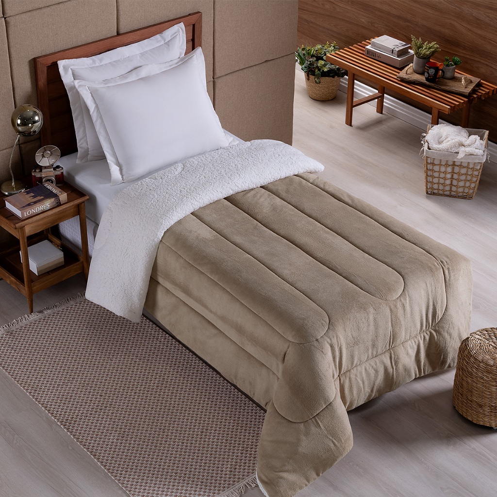Coberdrom Edredom Solteiro Sherpa Dupla-Face Varias Cores Noruega