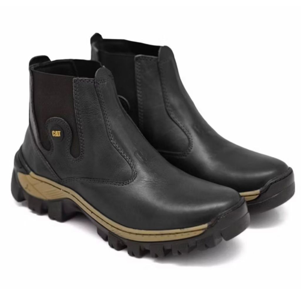 Bota Botina Masculina Cat impermeável de Couro Resistente Com Solado Costurado Super Promocao Top Envio Imediato