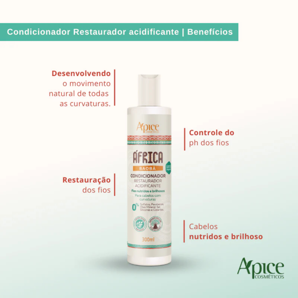 Kit Apice Shampoo Condicionador Máscara Creme de Pentear África Baobá Restaurador 300ml · foto 2