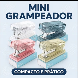 Mini Grampeador Portátil Transparente Pequena Máquina de Encadernação com uma Caixa de Grampo Multifuncional em Oferta na Shopee
