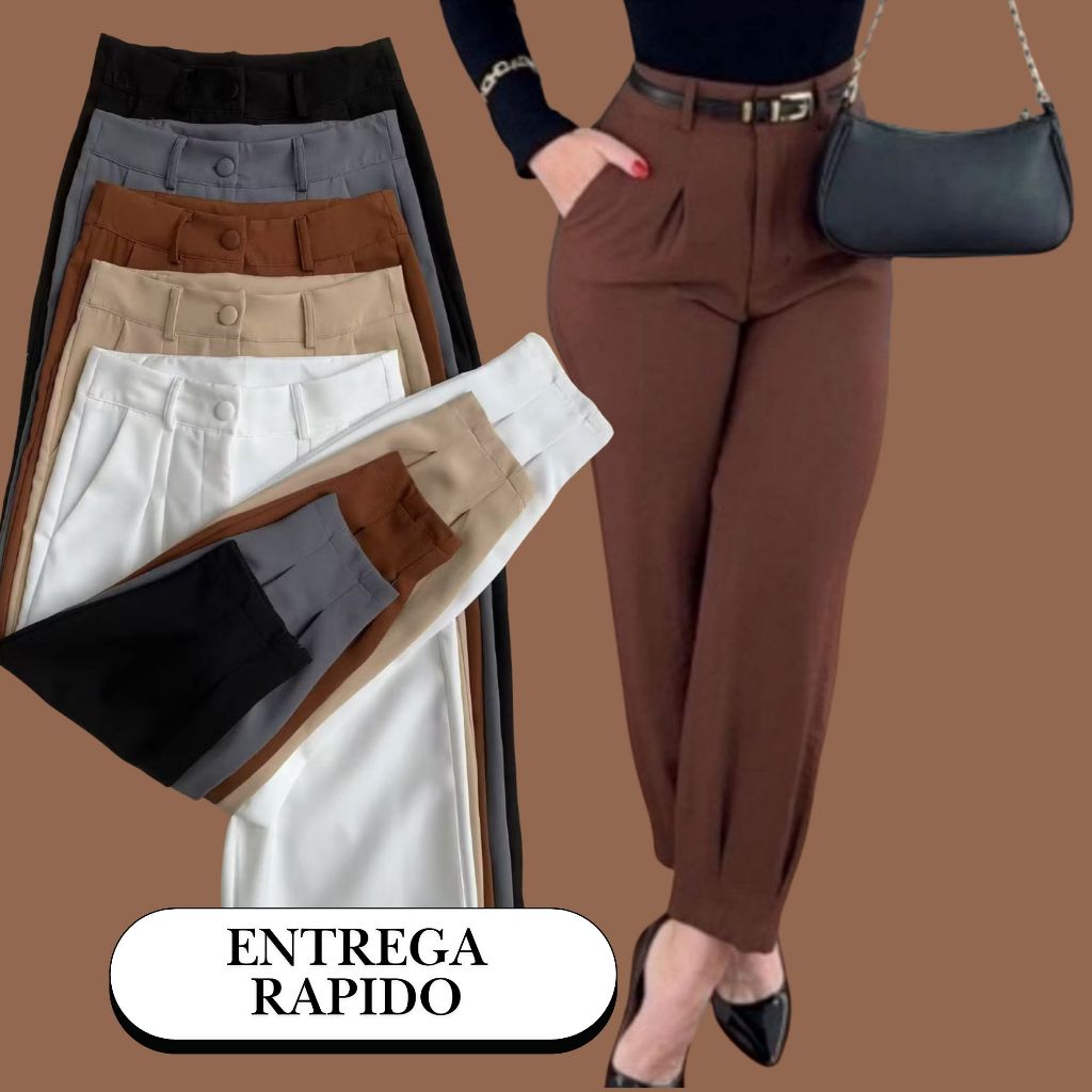 calça feminina preto  casual elegante, look versátil alfaiataria com estilo, moda , calça social moderna