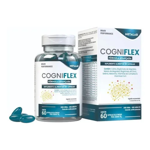 Suplemento Cogniflex - vitamina d, Complexo B1, B5, B6,B9, B12, Zinco, Magnésio 60 capsulas Metalab