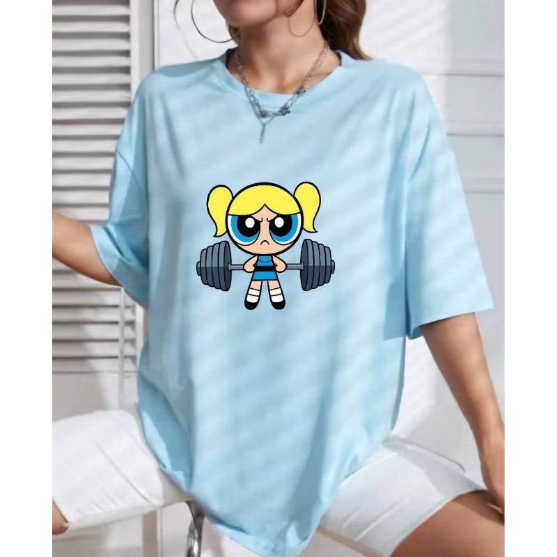 Camiseta estilosa academia manga curta meninas super poderosas lindinha P ao Gg 100% algodão