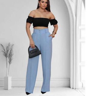 Calça Feminina Pantalona Socaial Alfaiataria Cores Pastéis Candy Color Moda Elegante