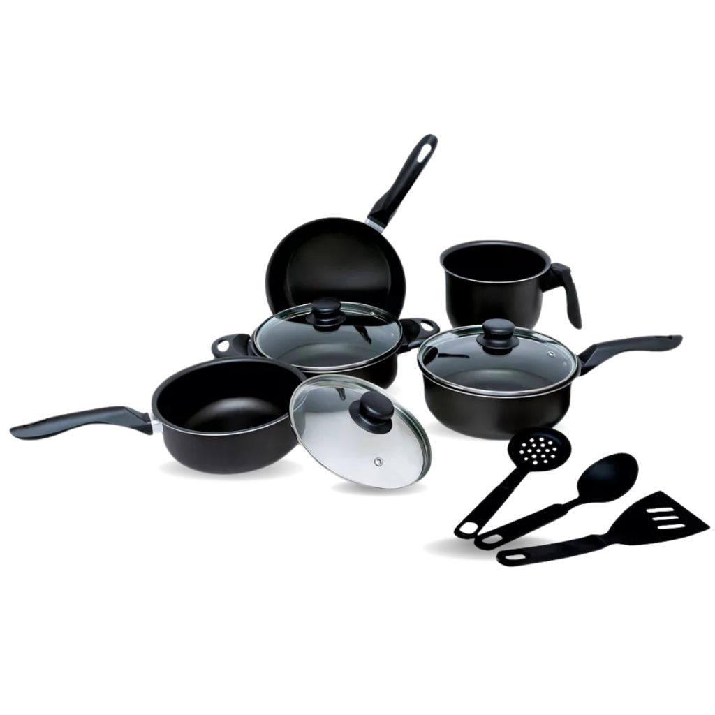 Imagem **Promoção** Jogo de Panelas de Alumínio Antiaderente 5 Peças, Tampa de vidro e Brindes