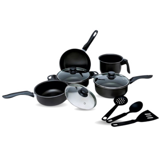 **Promoção** Jogo de Panelas de Alumínio Antiaderente 5 Peças, Tampa de vidro e Brindes em Oferta na Shopee