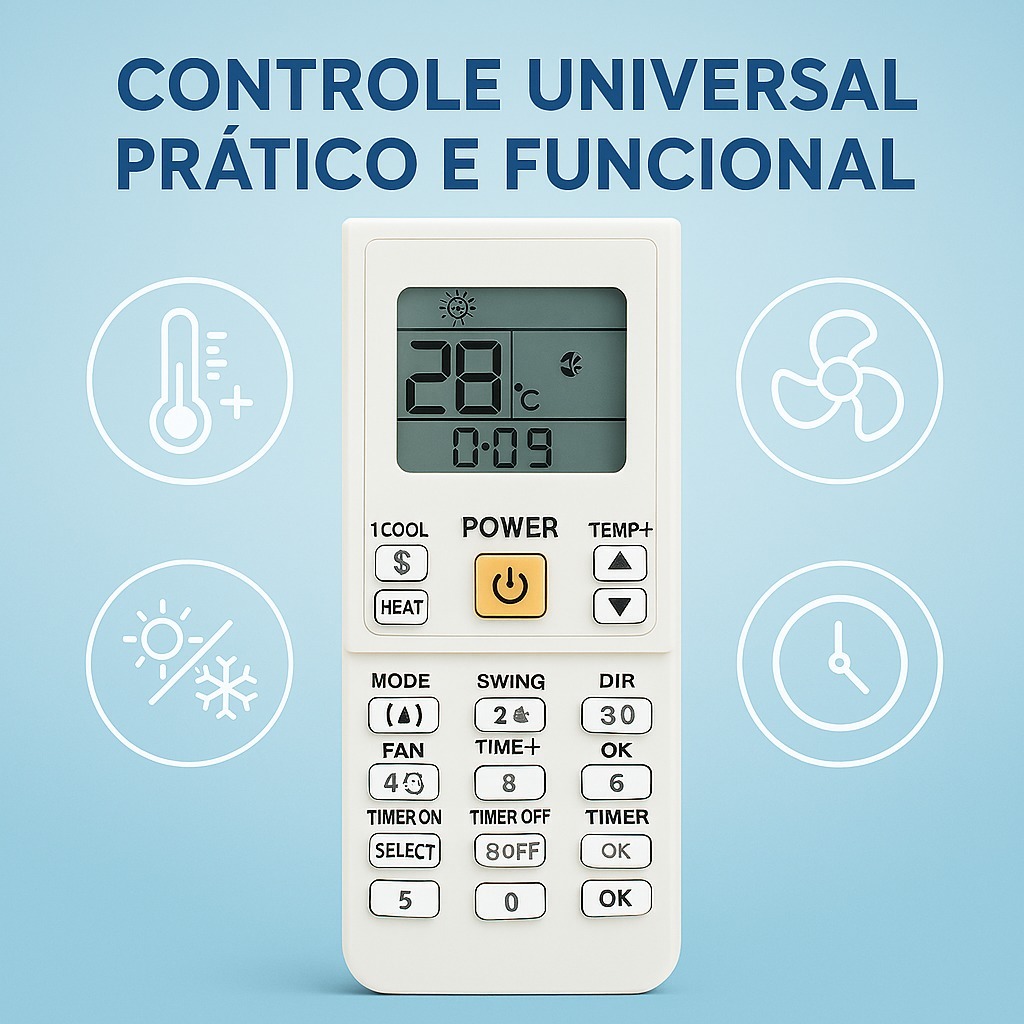 CONTROLE REMOTO UNIVERSAL PARA AR CONDICIONADO SPLIT E TODAS AS MARCAS