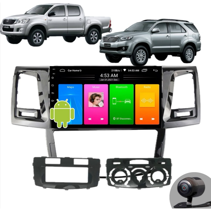 Multimídia 9Pol Android Gps WiFi Hilux Sw4 2005 A 2015 + Moldura 9” + Camera de ré