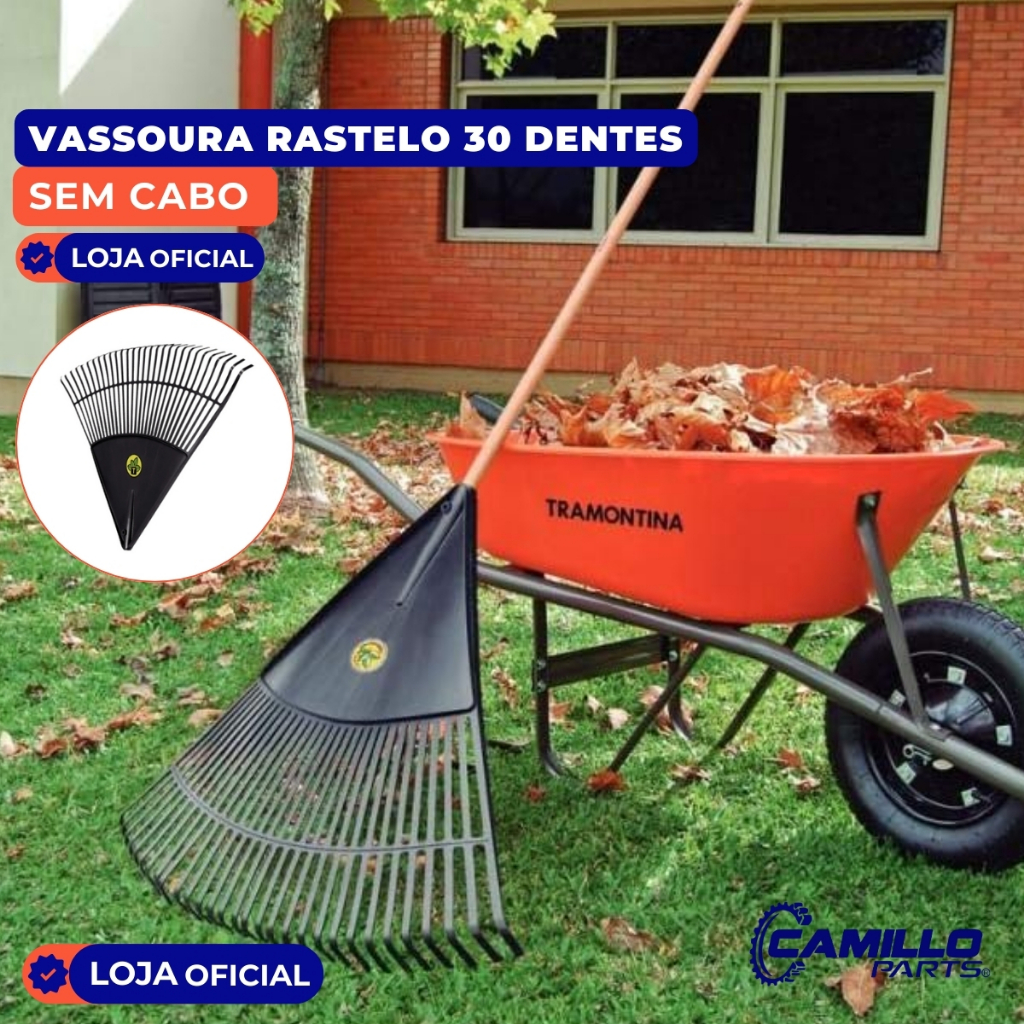 Vassoura Plástica Tramontina 30 Dentes Preta Uso Externo Sem Cabo Jardinagem em Oferta na Shopee