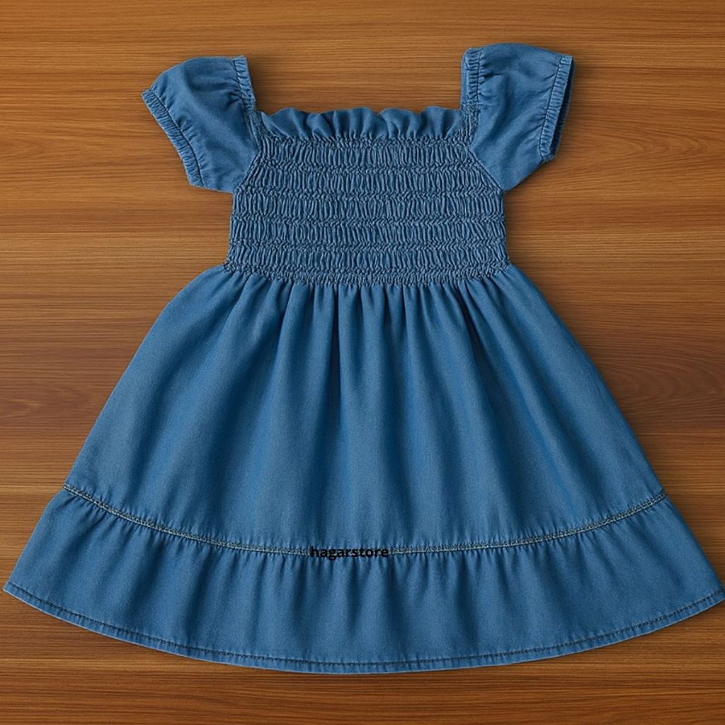 Vestido Jeans Com Manga Princesa Infantil Menina Bebe