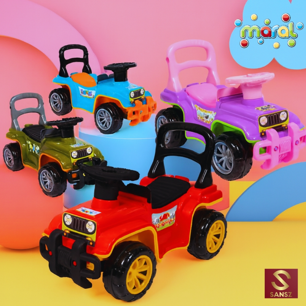 Carrinho de Passeio Infantil com Empurrador, Buzina, Proteção e Porta Objetos – Menino/Menina