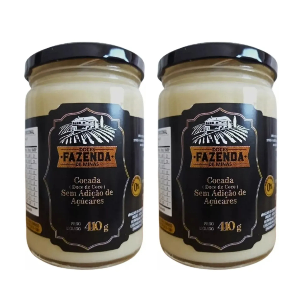 Kit Cocada Cremosa Diet Sem Açúcar, Fazenda de Minas 410 gramas, 2 unidades em Oferta na Shopee