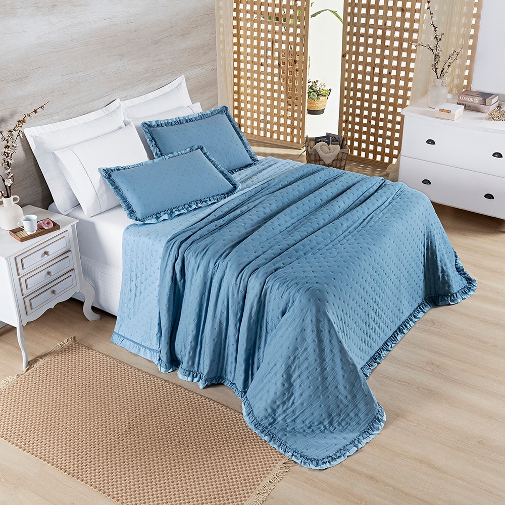 Cobre Leito Micropercal Casal Queen King Enchimento Super Soft Colcha Babadinho Matelada 200 Fios