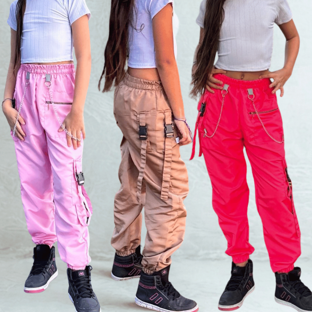 Calça Jogger Cargo Juvenil Para Menino e Menina Estilo kpop Funk e Dança