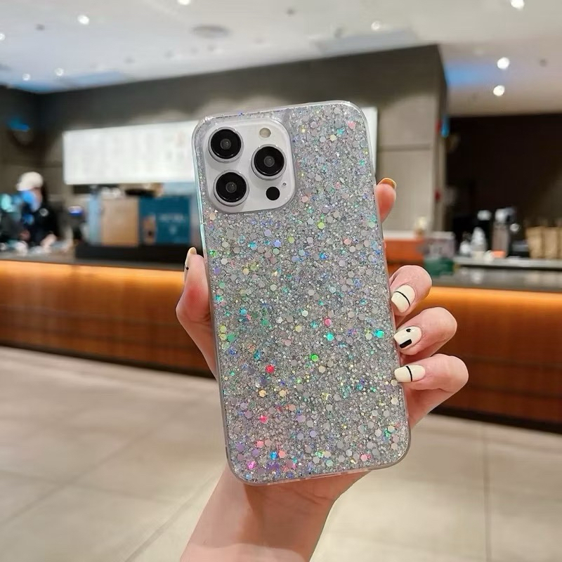 Capa case luxo Transparente com Glitter Holográfica Brilhante Prata  anti impacto para iPhone 13 14 15 /14 Plus /15 Plus em Oferta na Shopee