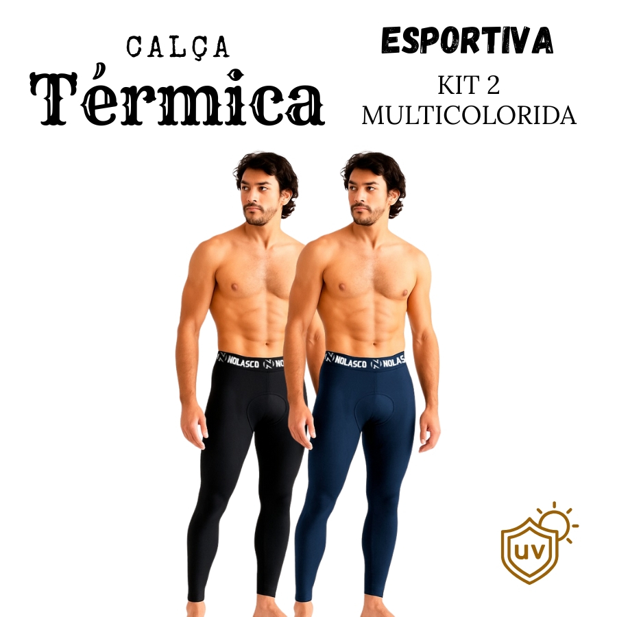 KIT 2 Calça Térmica Esportiva Segunda Pele MULTICOLORIDA Lazer / Caminhadas / Atividades ao Ar Livre