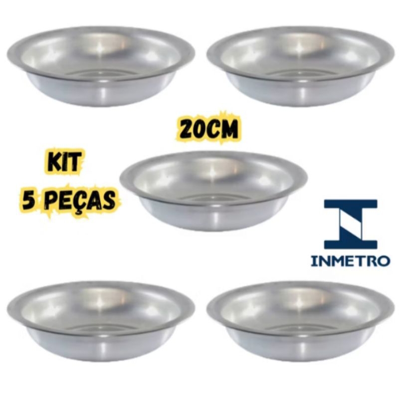 KIT - 5 Bacias em Aluminio Nº 20 700ml - Tigela Multiuso Cuba ENVIO IMEDIATO