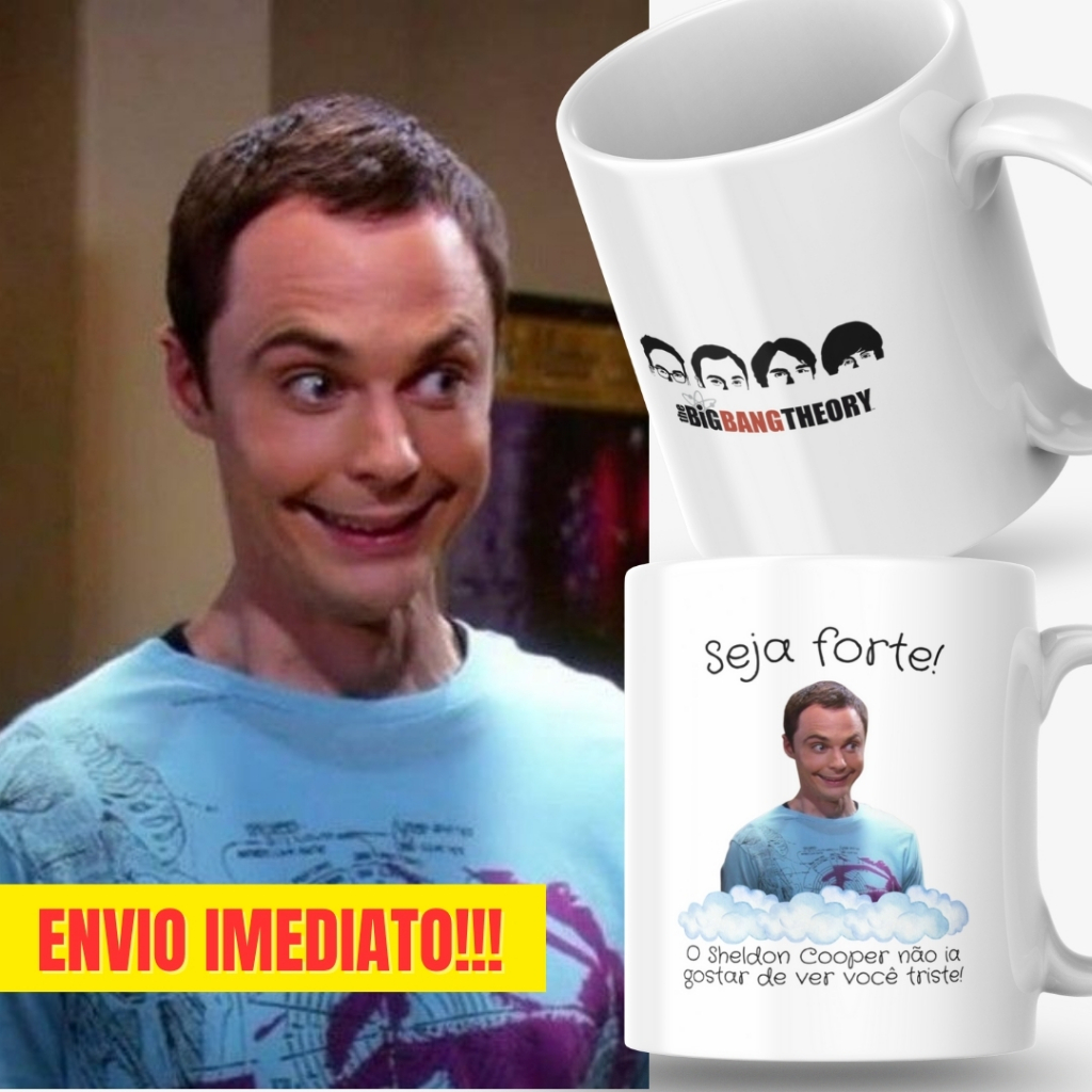 Caneca Xicara Porcelana 325ml Seja Forte Sheldon Cooper Decoração Casa Personalizada Presente
