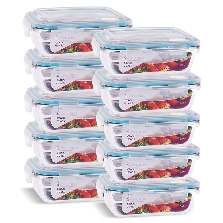 Conjunto 10 Potes Vidro Hermético Mantimentos Marmita 640ml