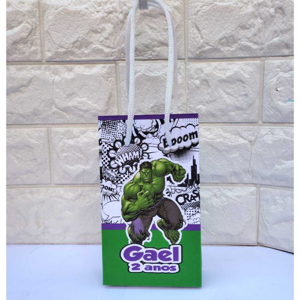 Sacolinha Surpresa Personalizada Lembrancinha do Hulk PEGUE E MONTE