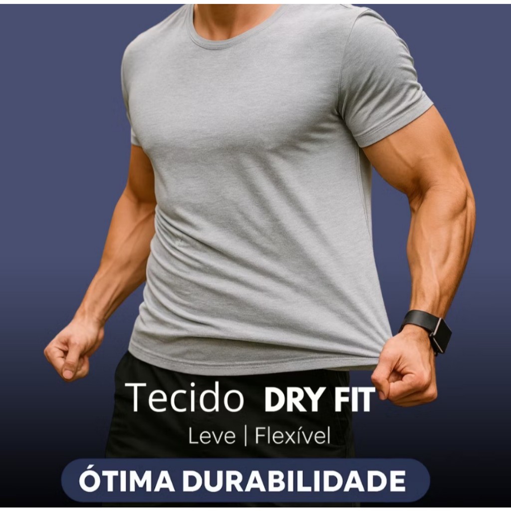 Camiseta Driy-Fit Masculina Esportiva Treino , Acadêmia , Esportes Casual Slim - Fit