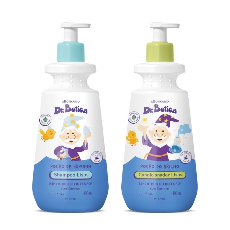 Combo Dr. Botica Cabelos Lisos 1A 2C: Shampoo Infantil 400ml + Condicionador Infantil 400ml