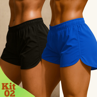 Kit 02 Short Feminino Tactel Academia Treino Corrida Praia Casual Praia em Oferta na Shopee