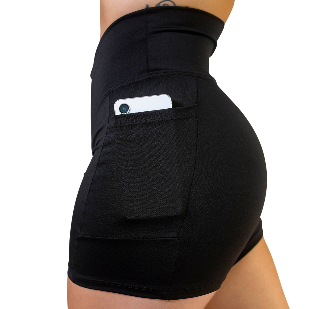 Short C/ Bolso Cos Alto Suplex Fitness Corrida Caminhada