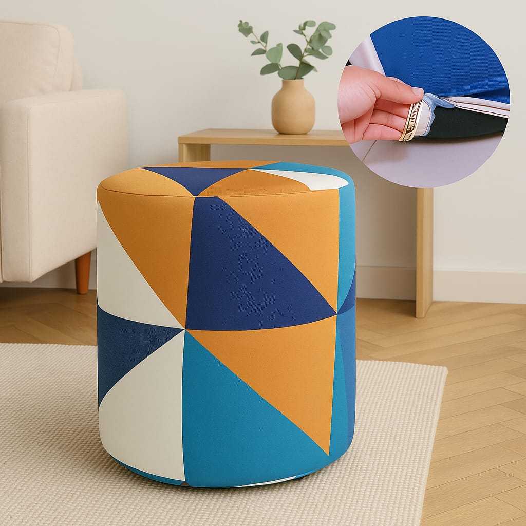 Capa Puff Redondo Malha Gel Elástica | Protetor de Puff Lavável 40x35cm em Oferta na Shopee