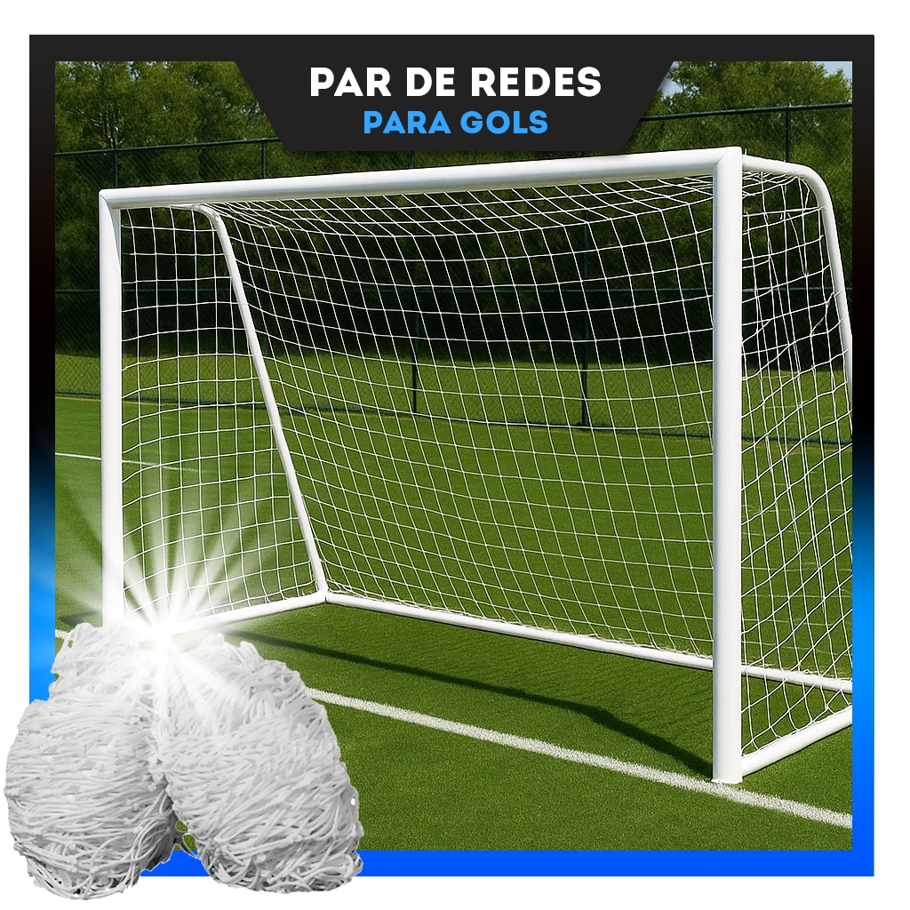 Par Redes Gol Futebol Quadra Futsal e Salão 3,20 x 2,10m Fio 2mm