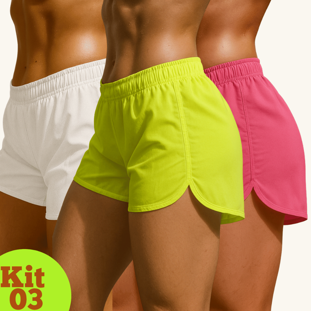 Kit 03 Short Feminino Corrida Academia Treino Tactel Leve Casual Praia em Oferta na Shopee