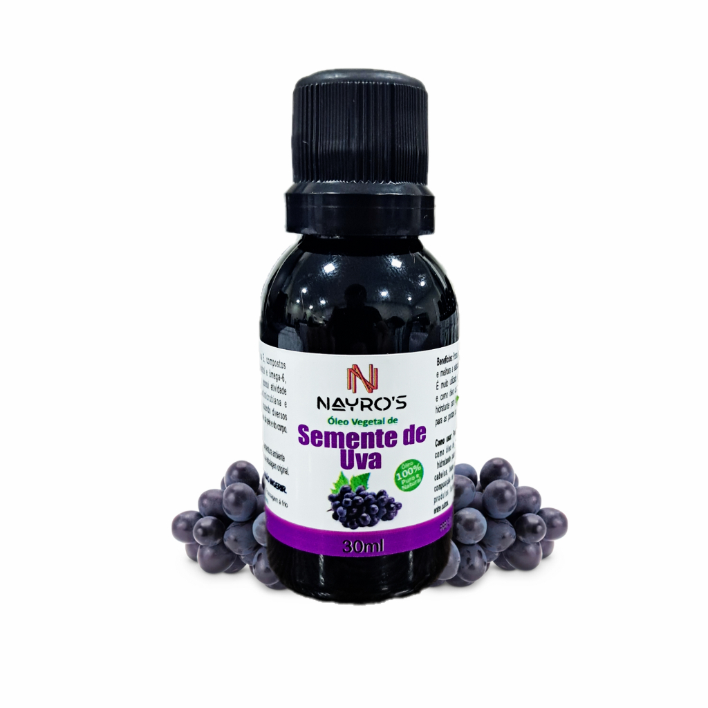 Óleo Vegetal de Semente de Uva 30ml - 100% Puro  | Estrias, Rugas, Celulites, Hidratante e Rejuvenecedor