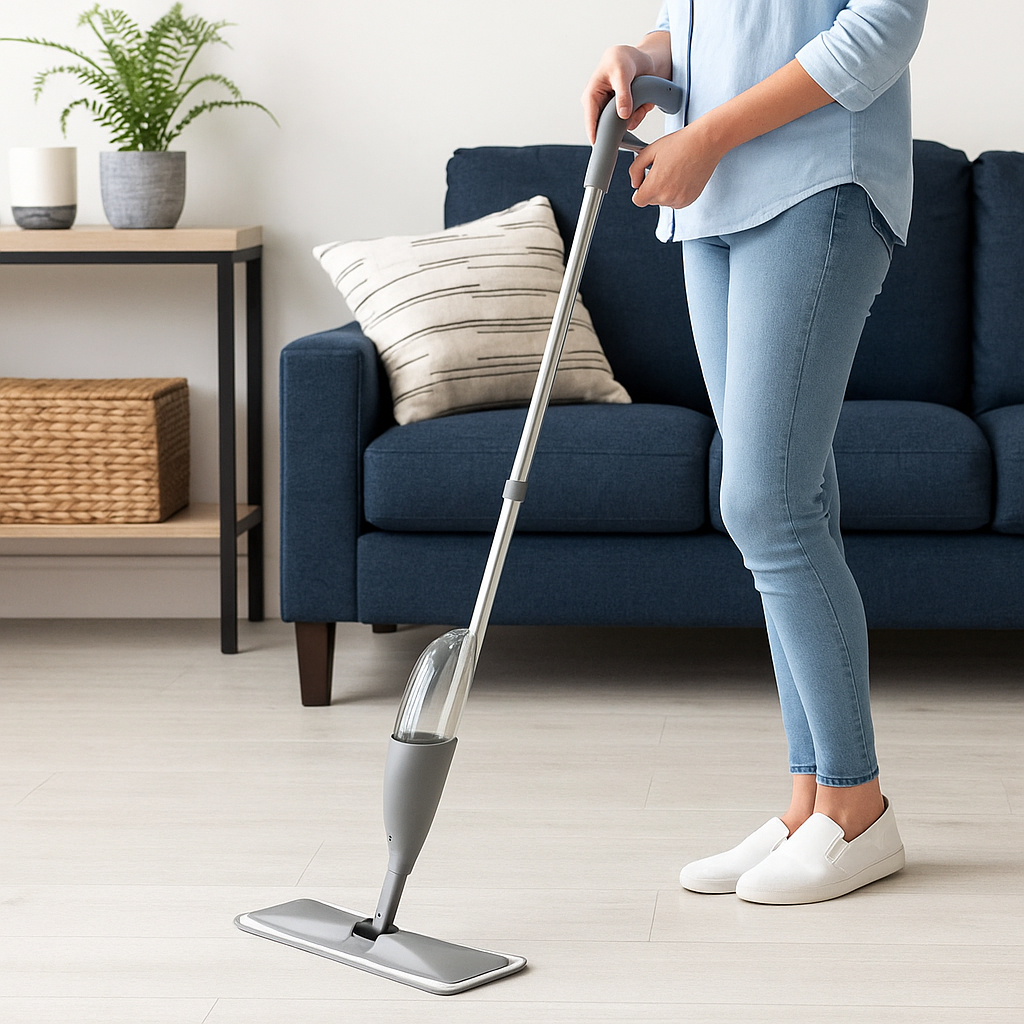 Rodo Mop Spray Reservatório Limpador Piso Esfregão Pulverizador Limpeza Casa Refil Microfibra Prátic