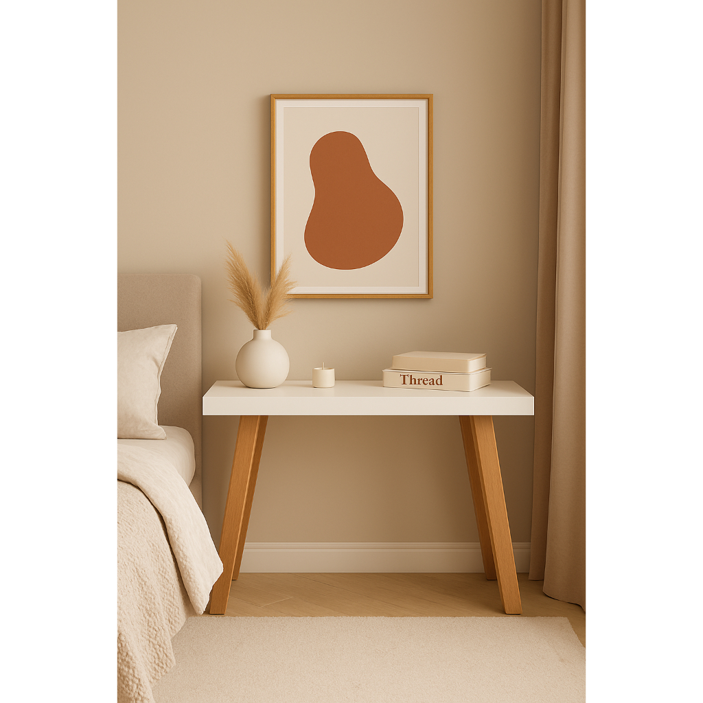 Mesinha Pé Palito De Centro E Lateral Apoio Para Sala Retangular Cabeceira Madeirado/Branco em Oferta na Shopee