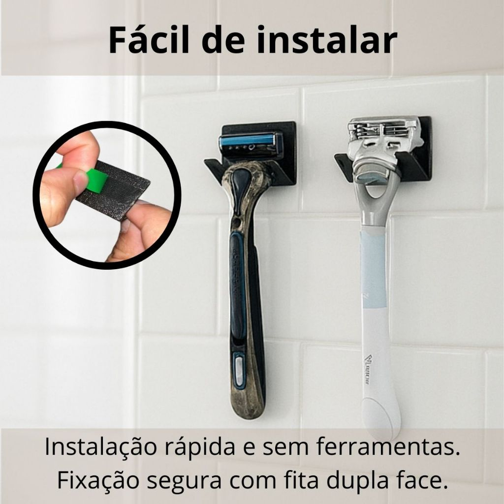 Suporte de Lâmina de Barbear Adesivo Moderno Masculino Feminino Banheiro Gancho Organizador Conjunto